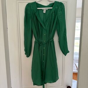 Diane von Furstenberg Green Silk Dress